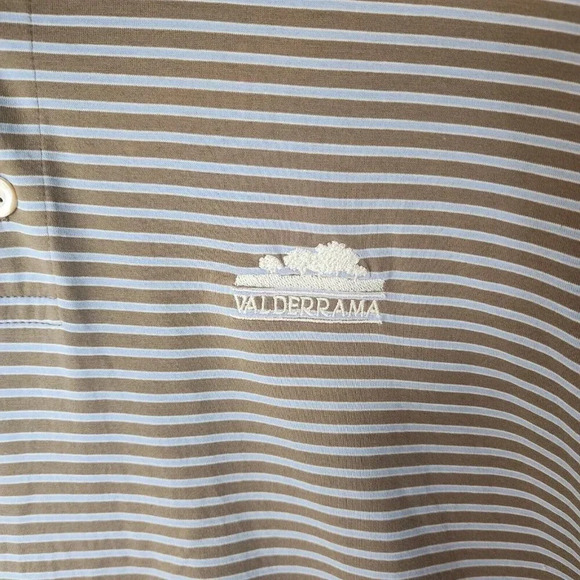 Marbas 100% Cotton Polo Shirt Mens Tan Blue Embroidered Logo Size Large - Picture 5 of 9